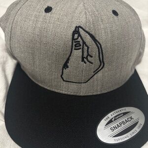 Yupoong Snapback Hat Gray & Black with Hand Embroidery